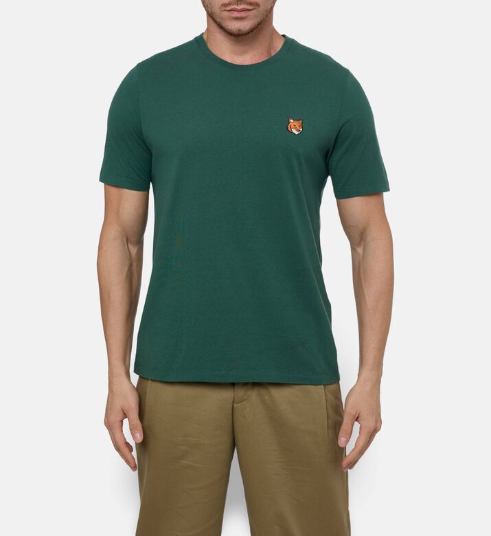 Maison Kitsune Embroidered Patch Ribbed T-shirt, Green, Xl, Model View
