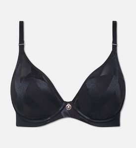 Chantelle Plunge Jacquard Pattern Bra, Black, 90, B, Packshot View