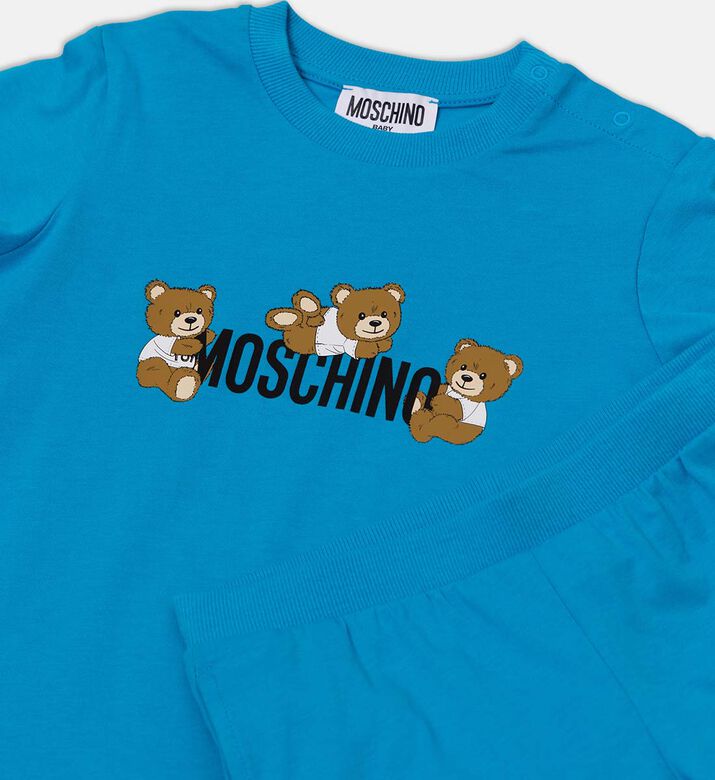 طقم شورت قصير قطن بطبعة شعار دب تيدي