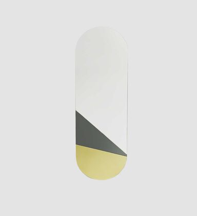 Glass Wood Oval Mirror