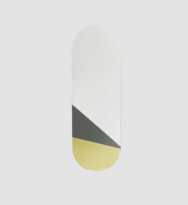 Glass Wood Oval Mirror
