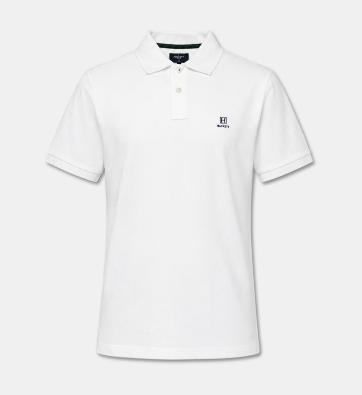 Hackett London Monogram-logo Piqu&eacute; Polo Shirt, Off-white, S, Packshot View