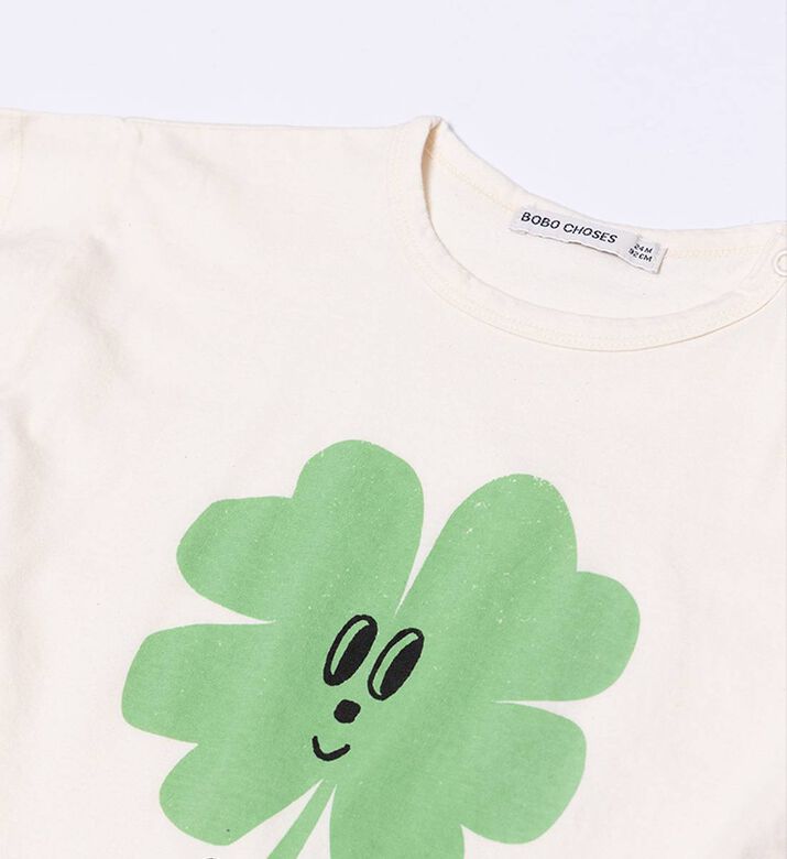 Bobo Choses Four-leaf Clover-print Shoulder Snaps Short-sleeve T-shirt, Packshot View Bobo Choses Four-leaf Clover-print Shoulder Snaps Short-sleeve T-shirt, Packshot View