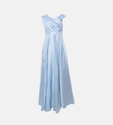Draped-neck Flared Dress