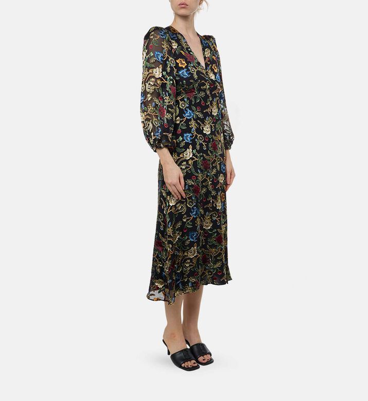 Alice and Olivia All-over Floral-print Flared Dress, Model View