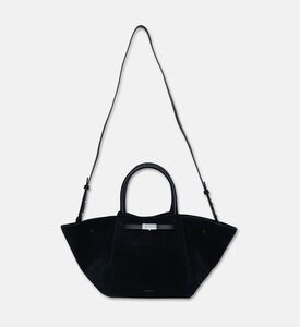 Demellier The Midi New York Suede Tote Bag, Black, Packshot View