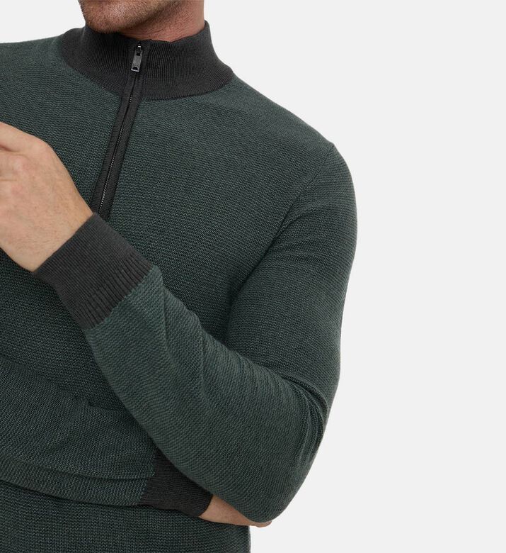 Hackett London Zip Fastening High Neck Sweater, Model View Hackett London Zip Fastening High Neck Sweater, Model View