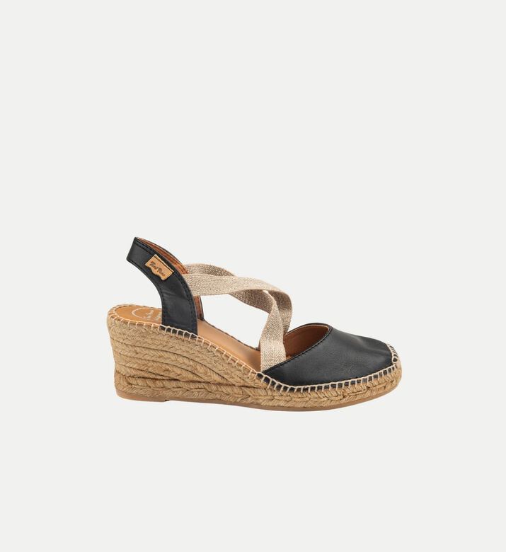 Toni Pons Saba-p Metallic Leather High-wedge Espadrille, Black, Eu-38, Packshot View