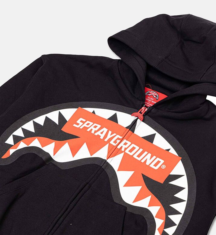 Sprayground Logo Shark Mouth Full-zip Hoodie, Black, 14y, Packshot View