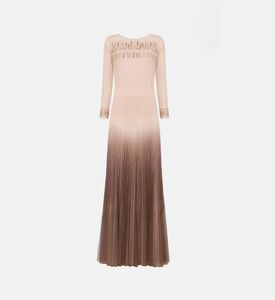 Suzy Matar Bead Embellished Pleated Tulle Satin Dress, Brown, S, Packshot View