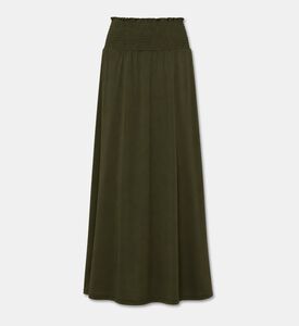 Samsoe Smocked Polka-dot Midi Skirt, Dark-green, L, Packshot View