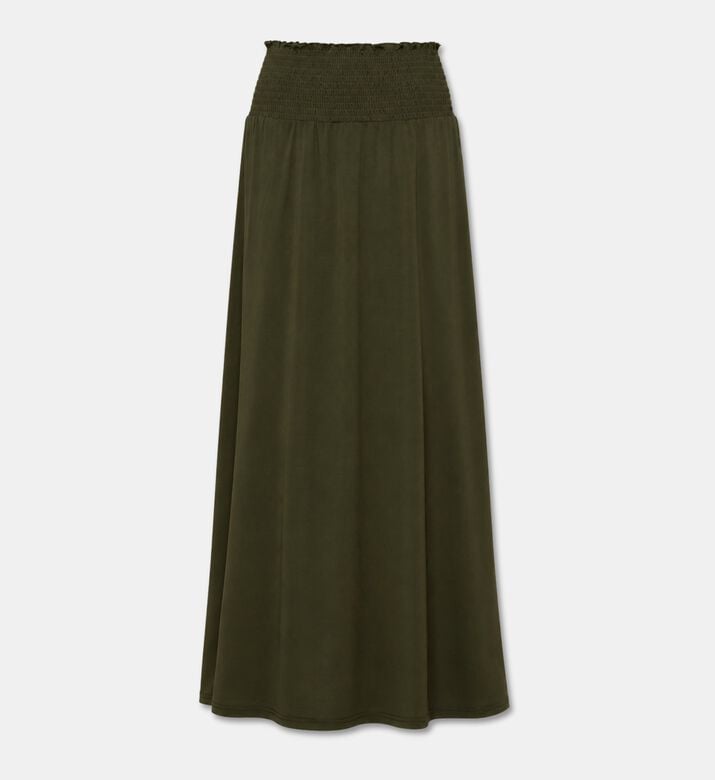 Samsoe Smocked Polka-dot Midi Skirt, Dark-green, L, Packshot View