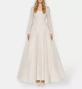 L Atelier Du Luxe Taffeta Lace Appliqu&eacute; Gown, Model View