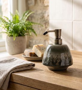 Aquanova Figo Ceramic Soap Dispenser, Green, Model View