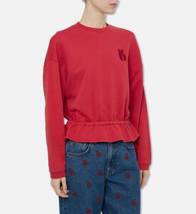 Ba and Sh Ruffle Hem Long-sleeve Sweatshirt, Model View