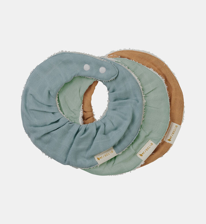 Organic 3-pack Ruffle Bib - Cottage Blue