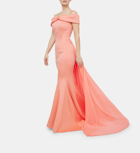 Neoprene Twisted Off-shoulder Dress