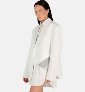 بليزر حريري مطوي بطبعة مخططة