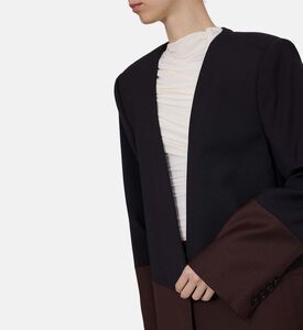 بليزر طويل الأكمام بتصميم ثنائي اللون