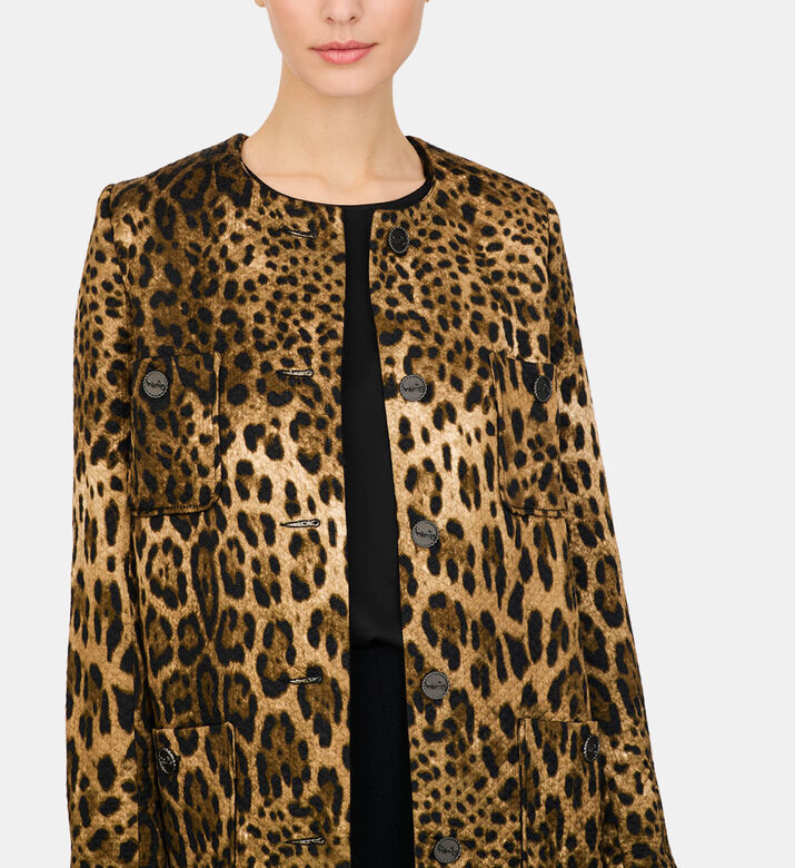 Animal-print Buttoned Jacket
