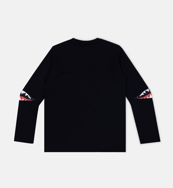 Hidden Shark Print Long Sleeve T-shirt