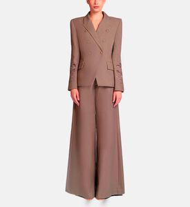 Michael Cinco Floral-embroidery Regular-fit Suit Set, Light-brown, Xl, Model View