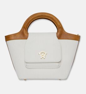 Manc Juliette Logo Plaque V-shaped Mini Tote, White, Packshot View