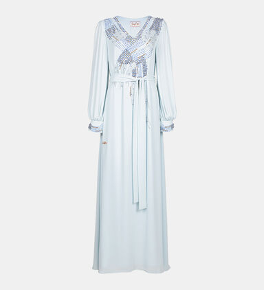 Three-tone Rhinestones Maxi Gown