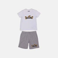 Cotton Teddy Bear Logo-print T-shirt Shorts Set