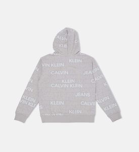 سترة بغطاء رأس بطبعة شعار على كاملها