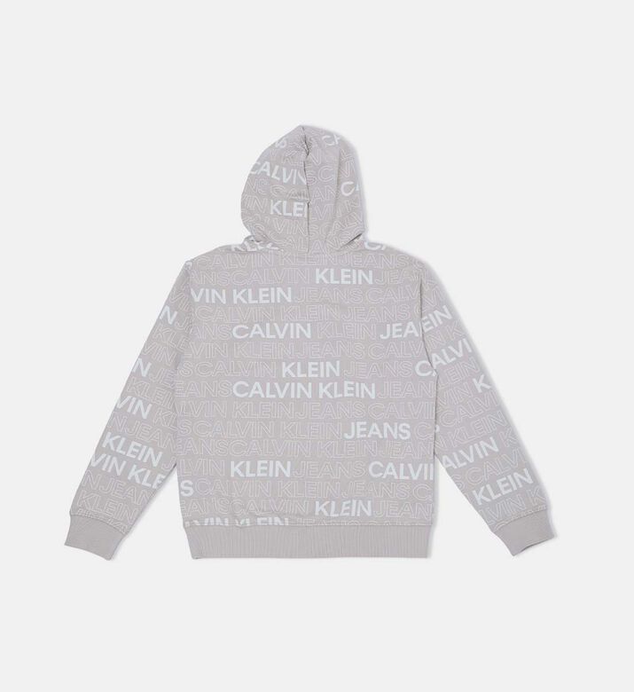 سترة بغطاء رأس بطبعة شعار على كاملها