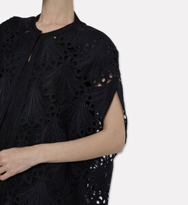 By Febe Fur Collar Cutwork Cape, Model View