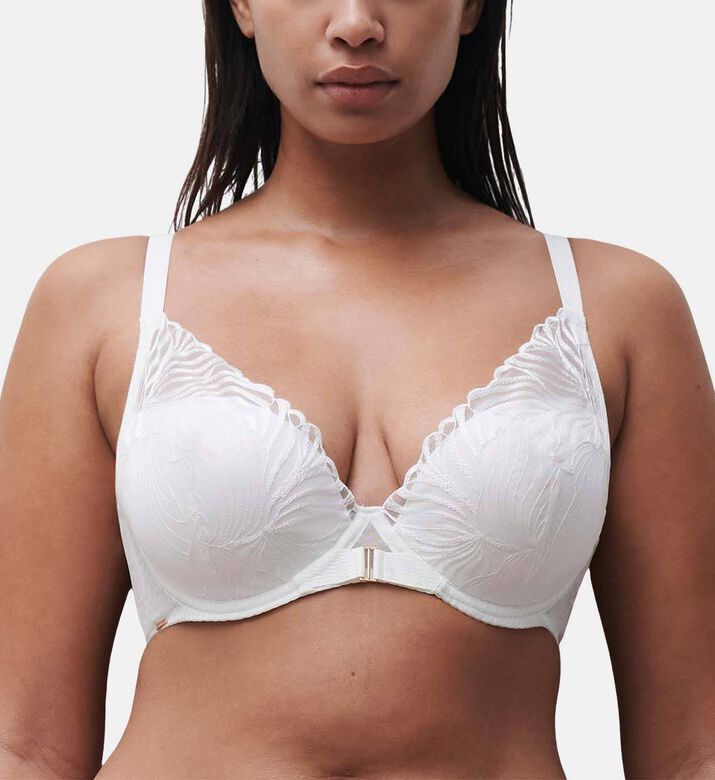 Chantelle Adjustable Straps Demi-cup Bra, Ivory, 85, E, Model View