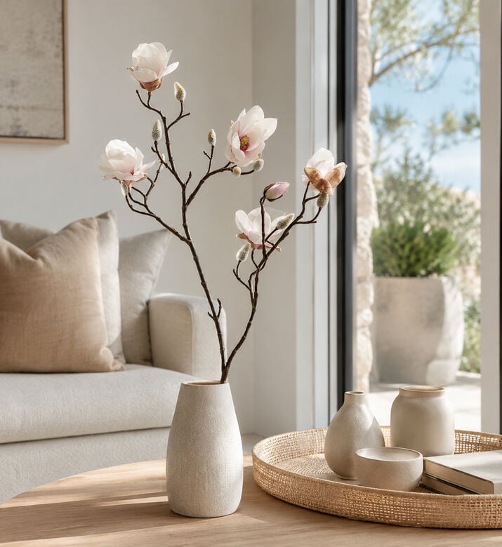 Edg Stellate Magnolia Branch, Cream, Packshot View