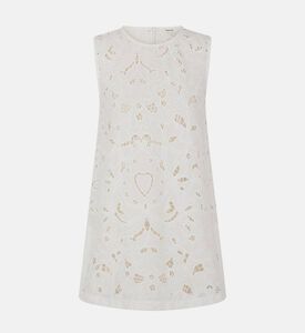 بلوزة بدون أكمام بدانتيل بنقشة