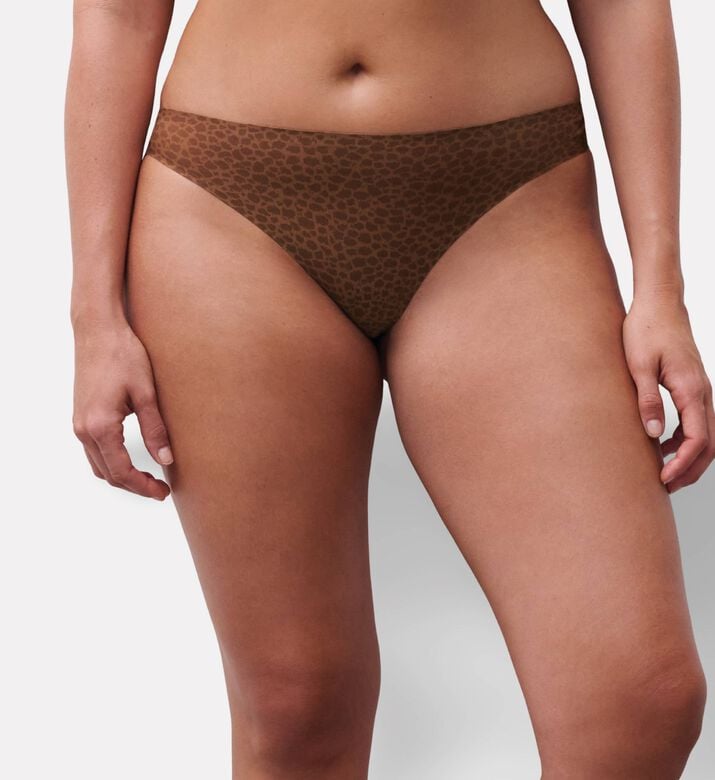 Chantelle Leopard-print High-leg Thong, Brown, Model View