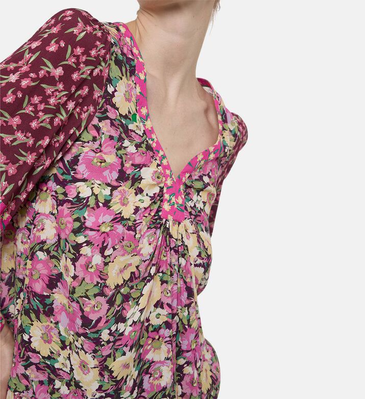 Ba and Sh All-over Floral-print V-neck Blouse, Model View