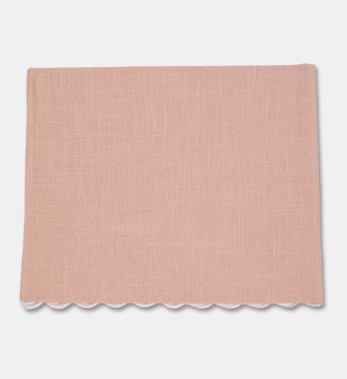 Home Deco and More Adelina Scalloped Design Table Runner, Pink, Packshot View