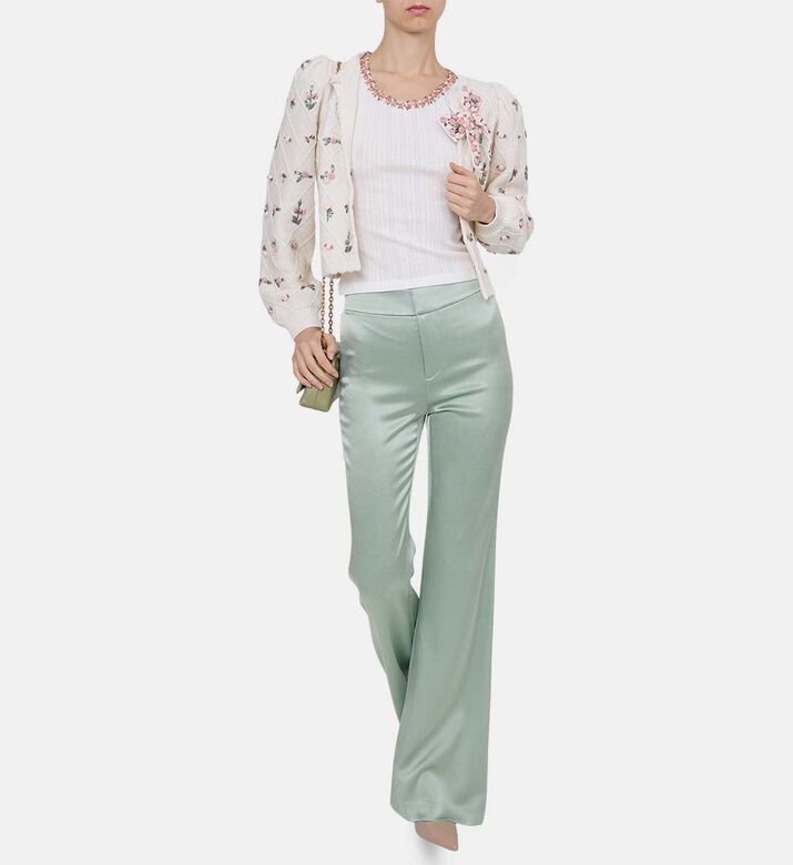 Floral-embroidery Knit Cardigan