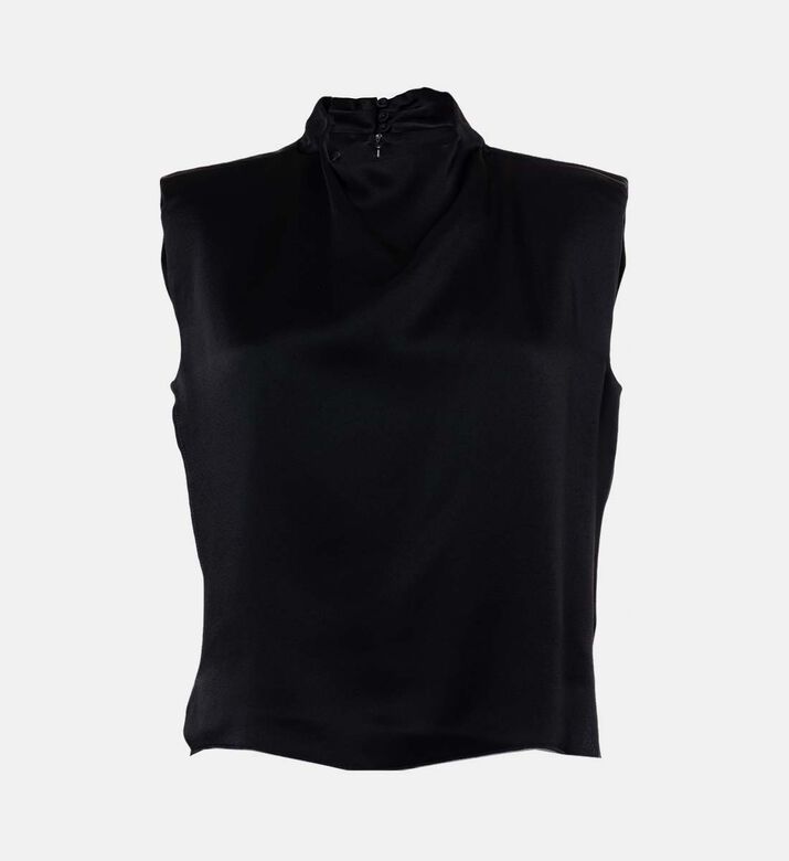 Forte-Forte Front Drape Sleeveless High-neck Top, Packshot View