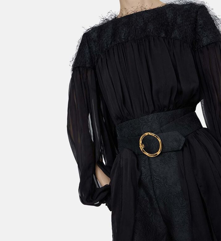 Dark Charm Long Pleated Sleeves Jumpsuit Dark Charm Long Pleated Sleeves Jumpsuit
