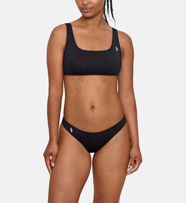 Sporty Embroidered-logo Bikini Top