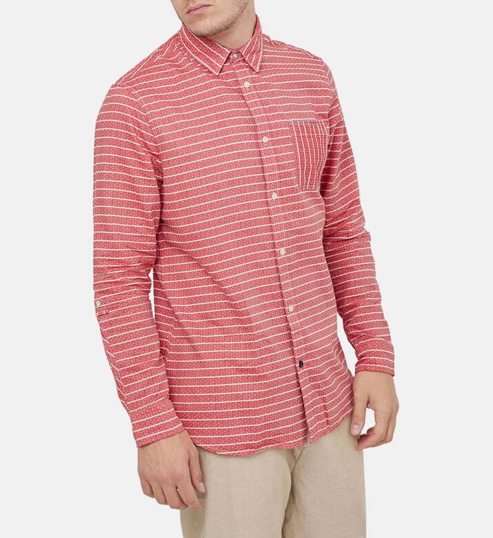 Striped Sleeve-adjustment Shirt