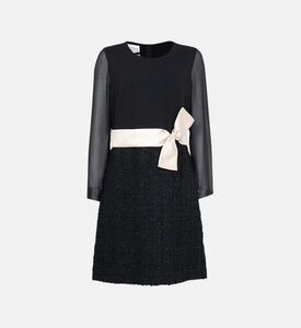 فستان منسوج من التويد بلونين