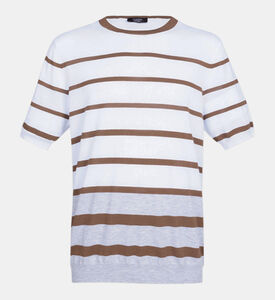 تيشيرت قطن مخطط بياقة مستديرة