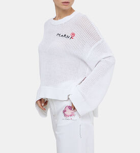 Logo-embroidered Open-knit Jumper