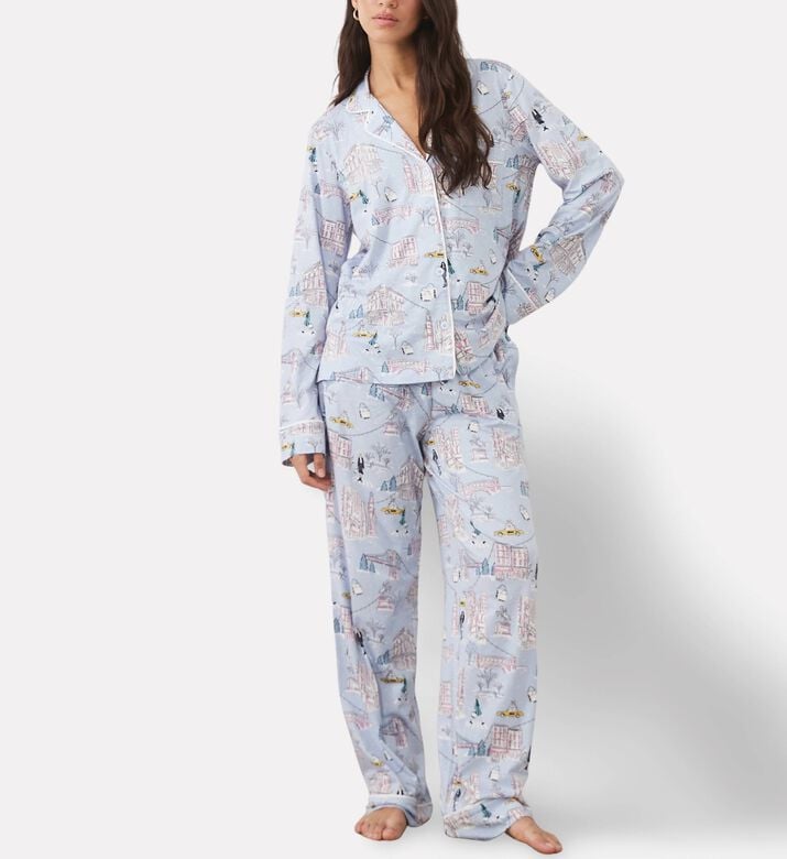 DKNY Printed Long-sleeve Pajama Set, Model View