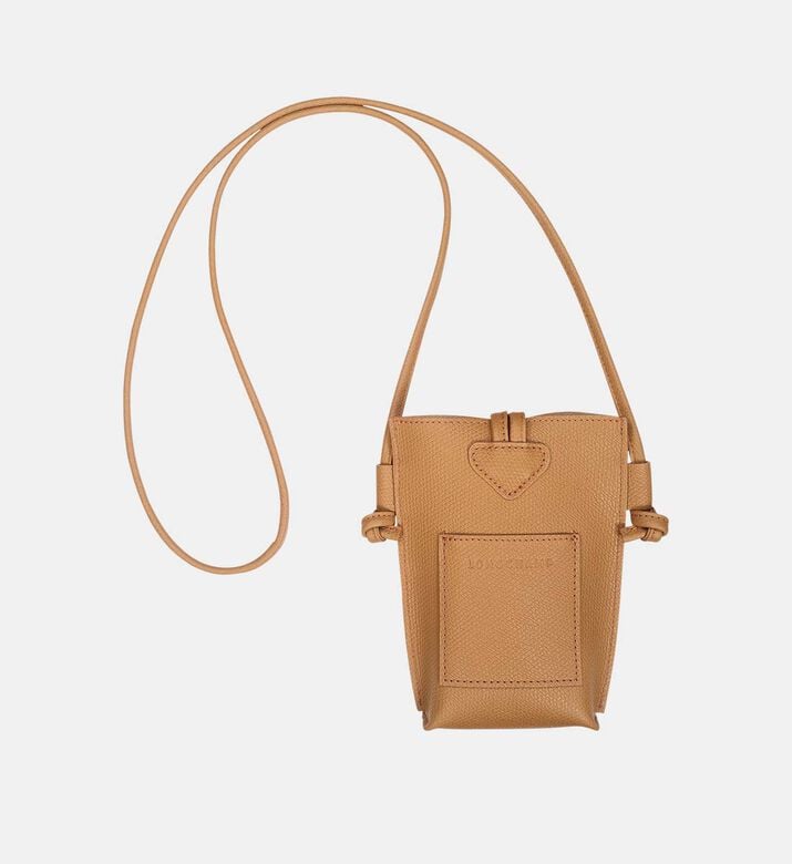 Longchamp Leather Phone Pouch, Brown, Packshot View