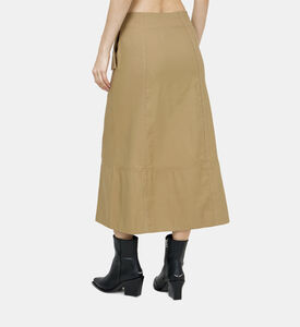 Yoked Buttoned Midi Skirt