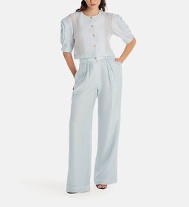 بلوزة بأكمام درابيه بشكل أزهار